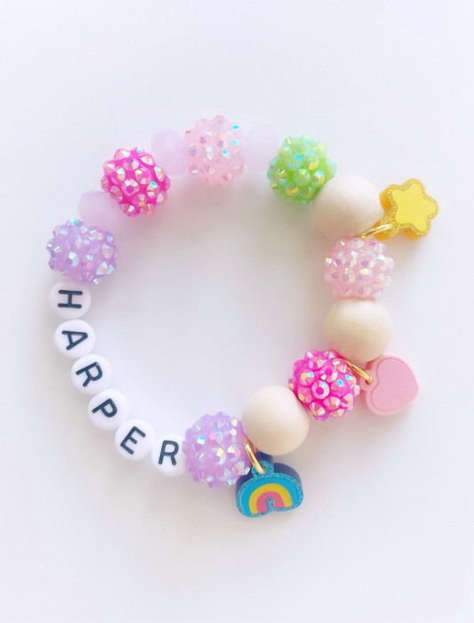 Rainbow Heart Personalized Bracelet